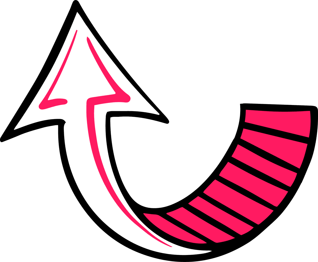 Transparent Pink Curved Arrow Hand-Drawn Modern Design