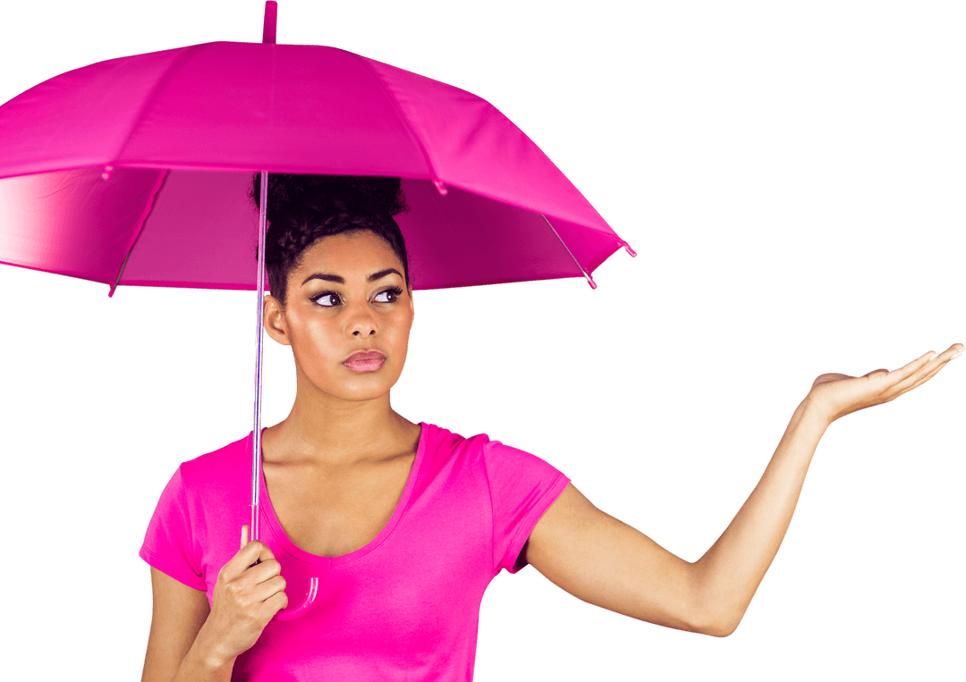 Transparent Background with Woman Holding Pink Umbrella