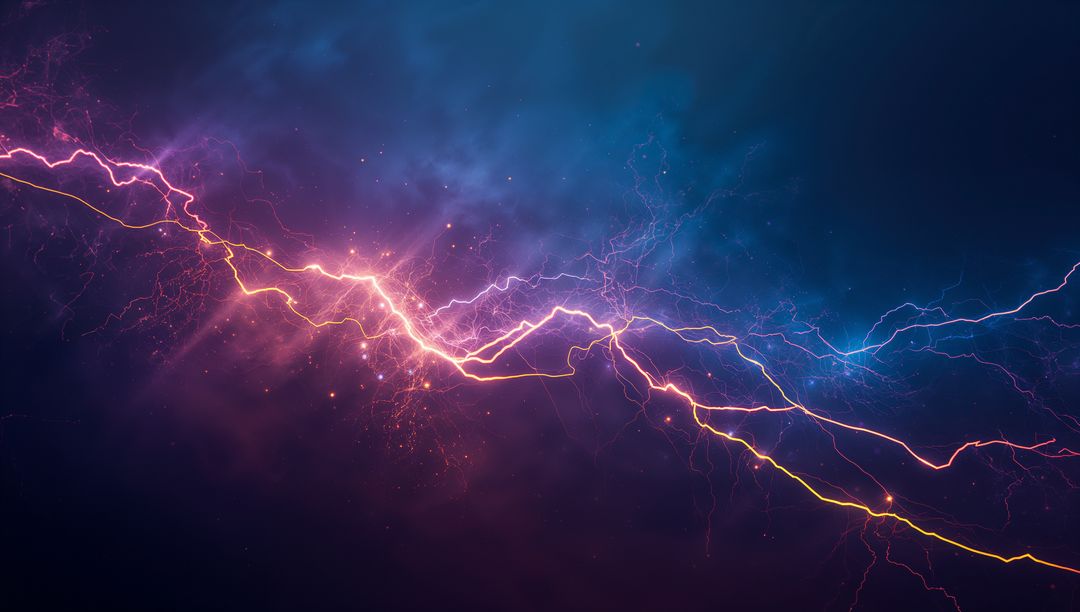 Electric Lightning Across Neon Cosmic Vortex
