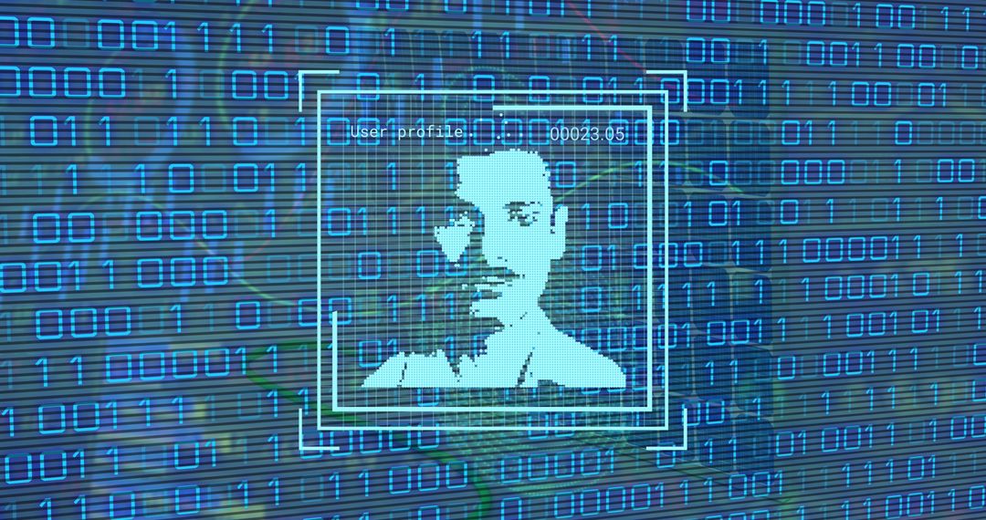 Abstract Digital Facial Recognition AI Technology Concept