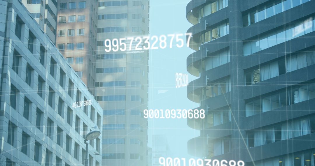 Futuristic Data Processing Overlays Urban Cityscape