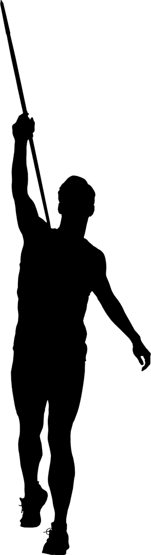 Javelin Thrower Silhouette on Transparent Background