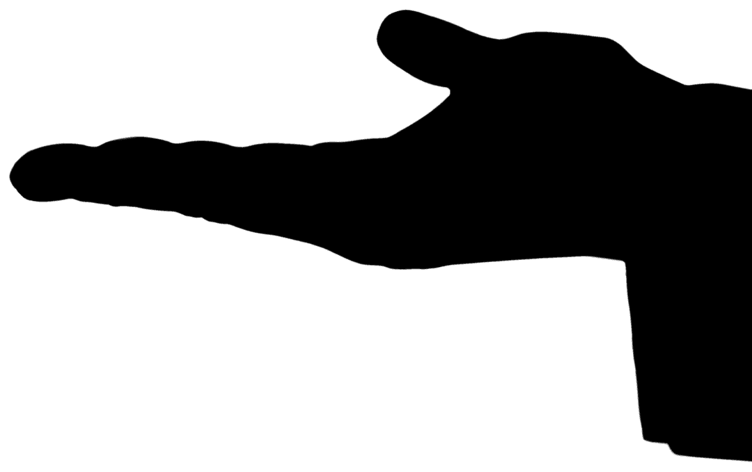 Silhouette of Open Hand Transparent on White