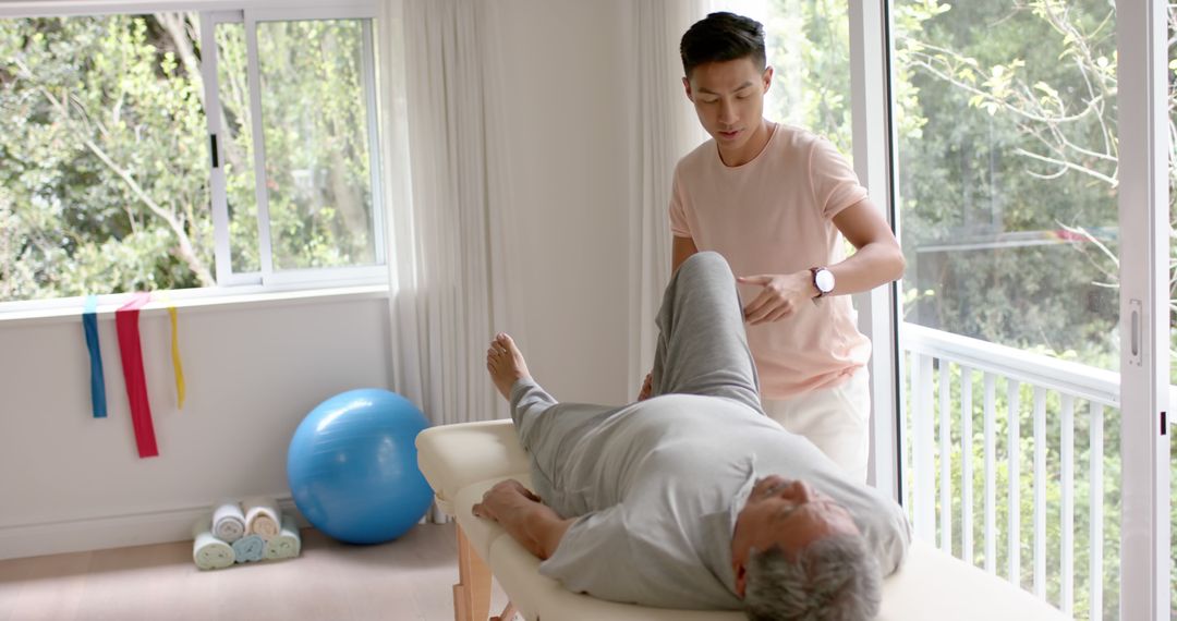 Physical Therapist Assisting Senior Male Patient During Physiotherapy Session - Free Images, Stock Photos and Pictures on Pikwizard.com