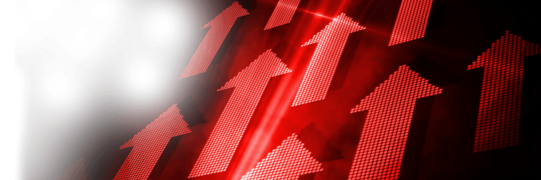 Red Directional Arrows Increasing on Transparent Background