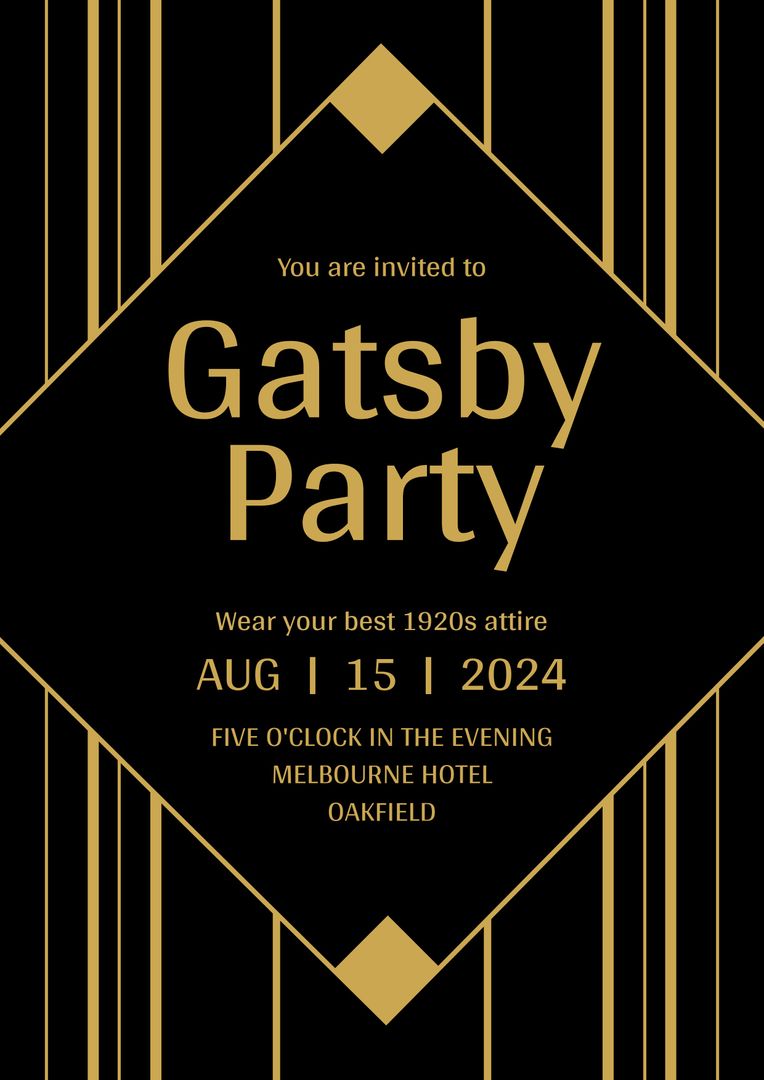 Elegant Gatsby Party Invitation with Art Deco Design - Download Free Stock Templates Pikwizard.com