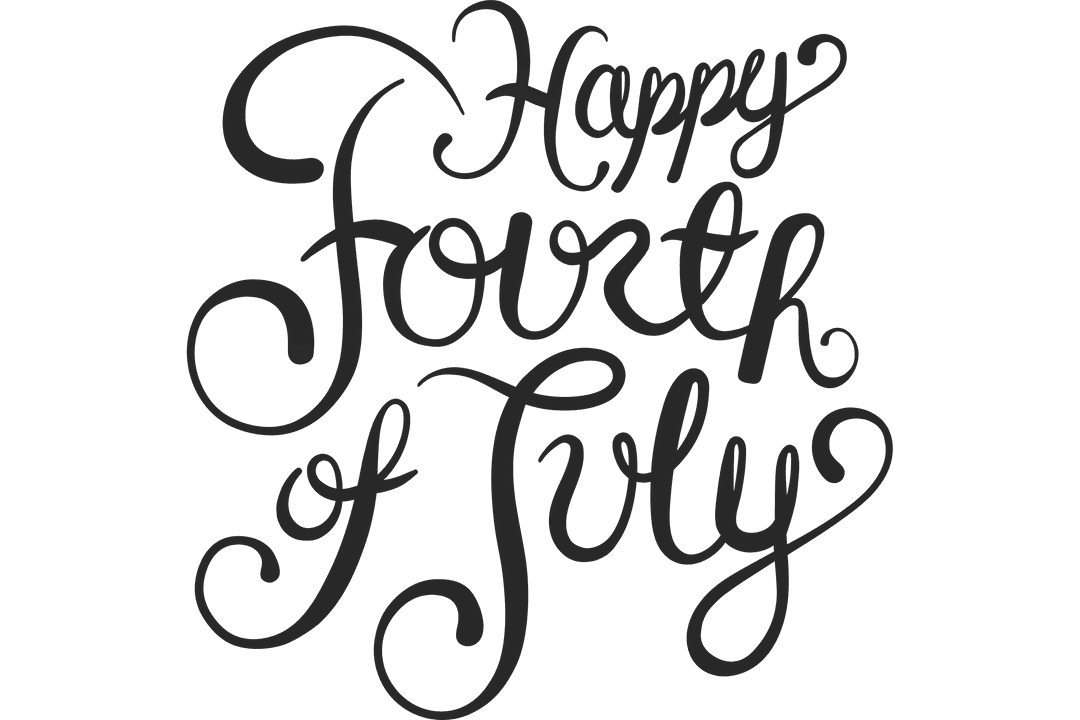 Elegant Happy Fourth of July Text on Transparent Background