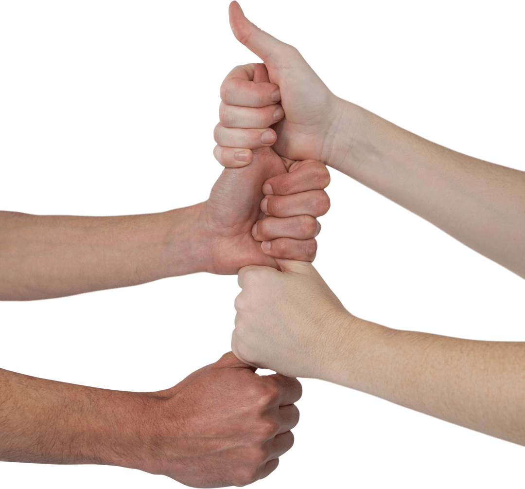 Hands Collaborative Fist Bump on Transparent Background