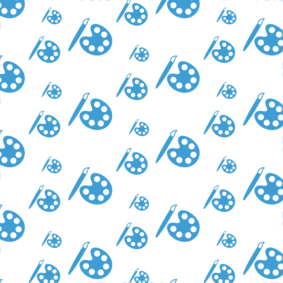 Seamless Blue Paint Palette Pattern on Transparent Background