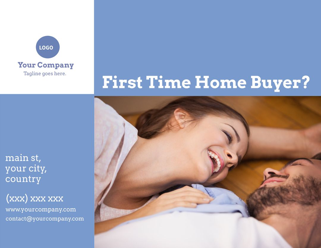 Joyful Couple Promoting Real Estate and First Home Buyer's Services