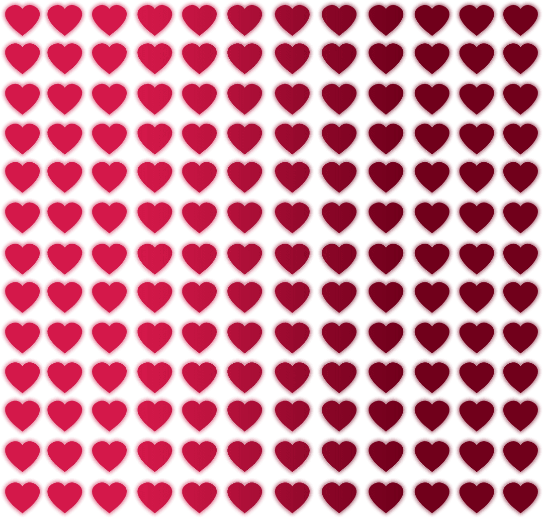 Red Heart Pattern Grid Illustration on Transparent Background