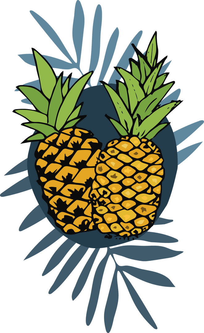 Transparent Pineapple Drawing Bold Tropical Illustration