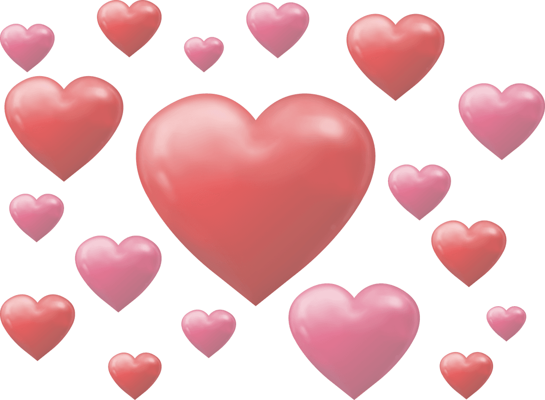 Colorful Hearts on Transparent Background for Valentine's Day