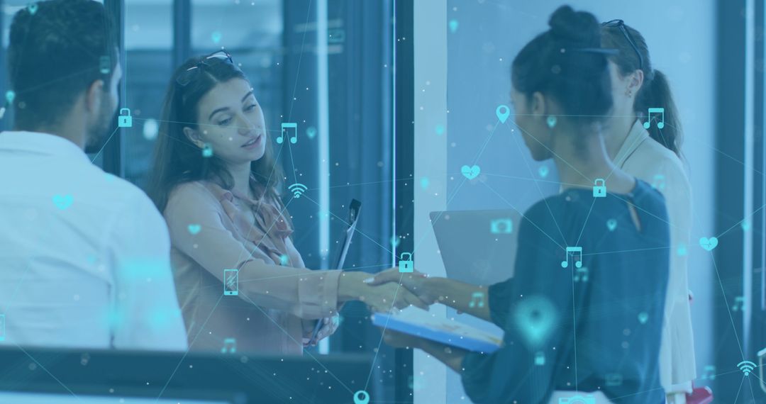 Digital Network Overlay on Business Meeting