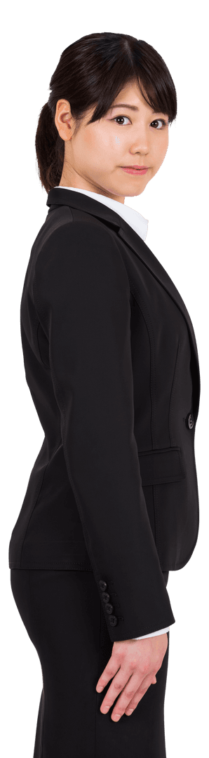 Transparent Portrait of Smiling Asian Businesswoman in Formal Attire