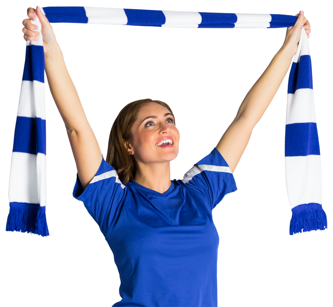 Excited Transparent Football Fan Cheering with Scarf in Hand - Download Free Stock Images Pikwizard.com