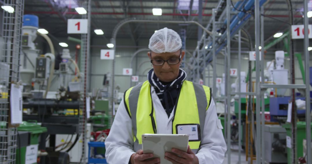 Engineer Inspecting Production Line in Factory Warehouse - Free Images, Stock Photos and Pictures on Pikwizard.com