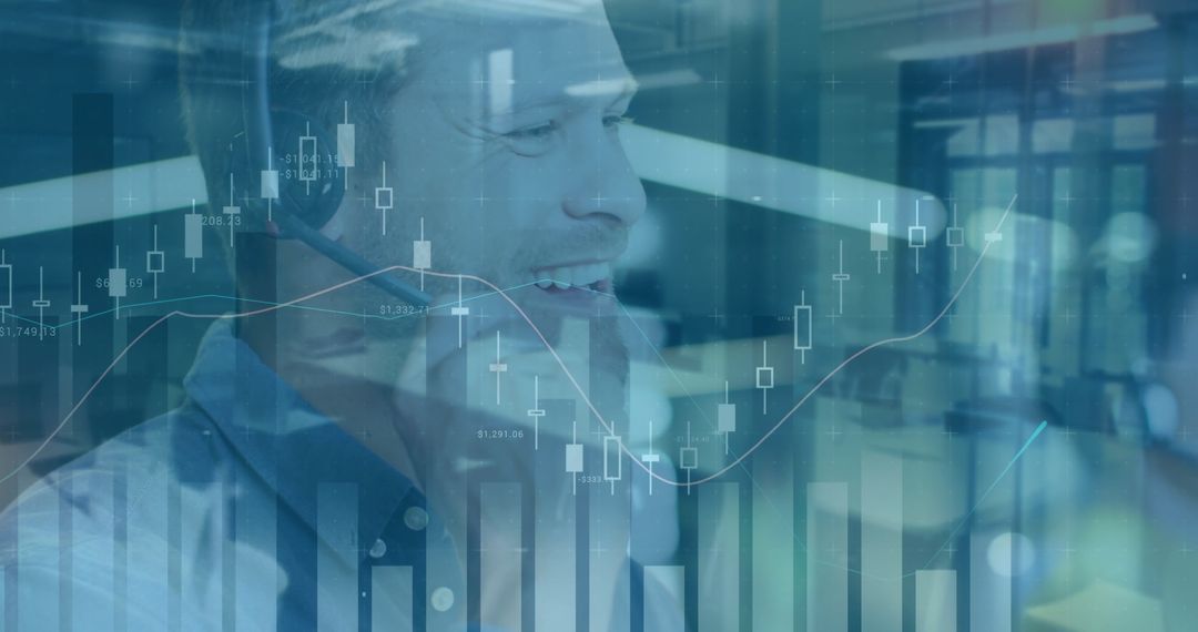 Businessman Analyzing Financial Data on Screen