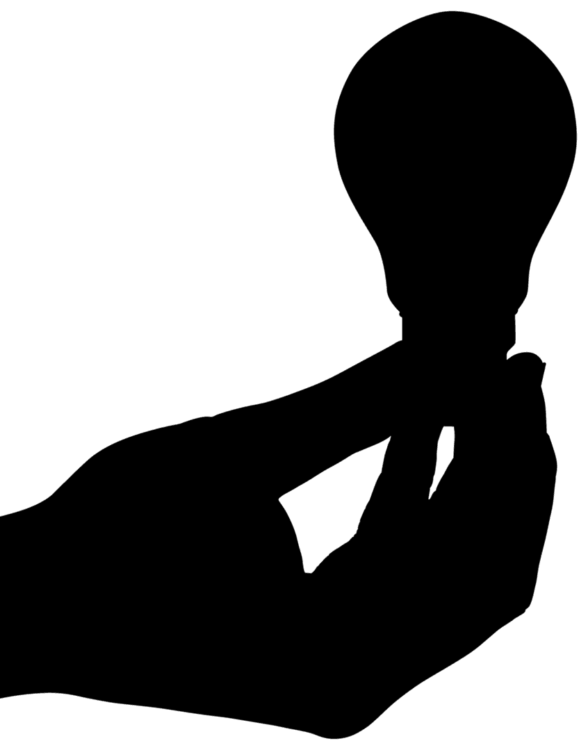 Illustration of Transparent Lightbulb in Hand Silhouette