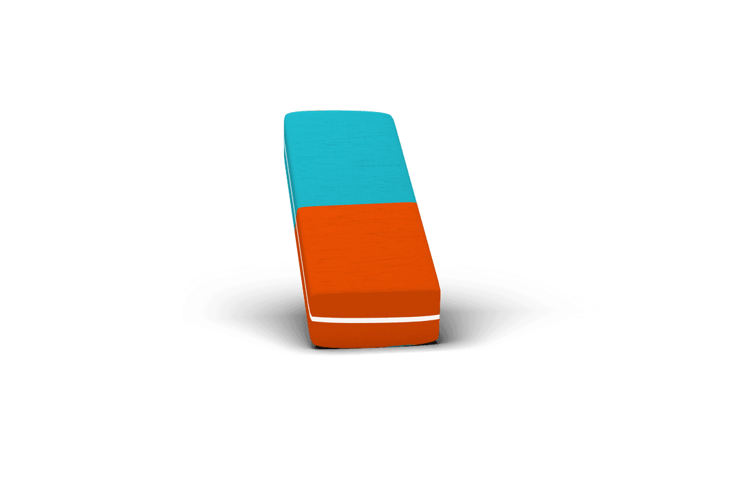 Transparent Blue and Red Eraser on Isolated Background