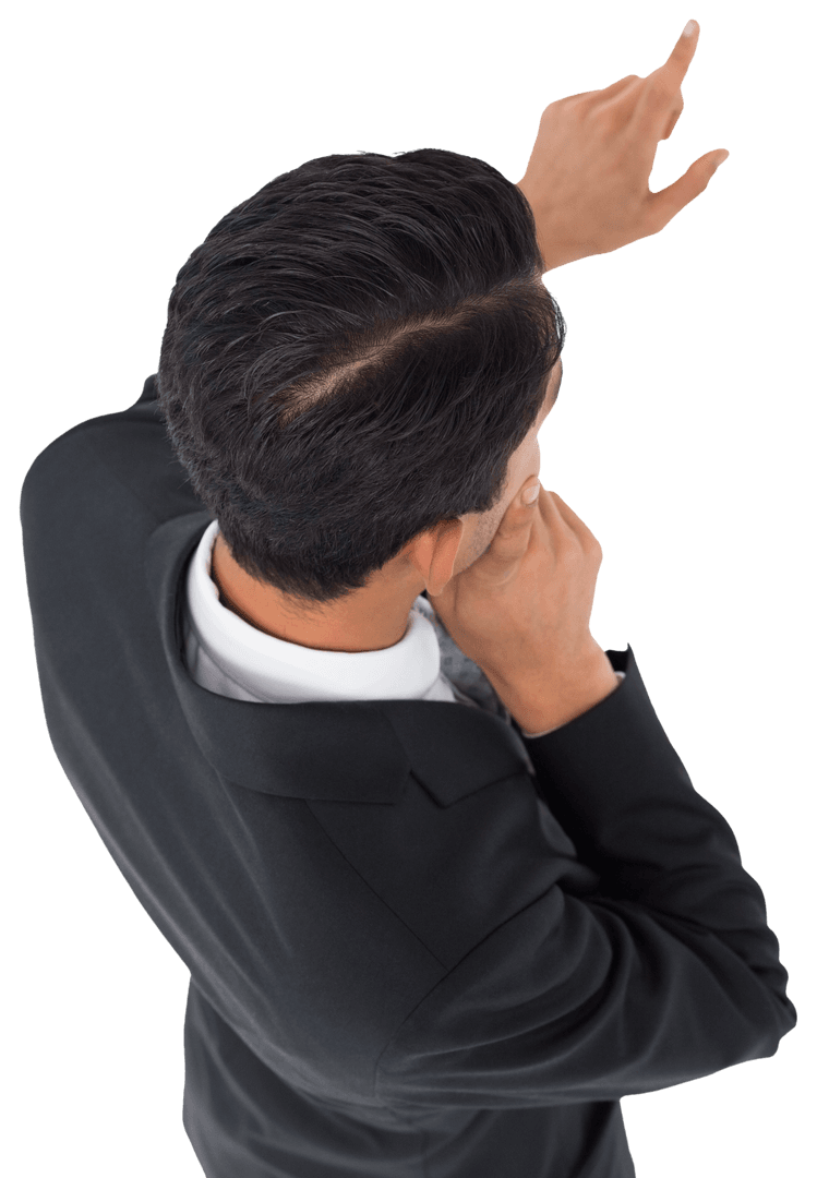 Businessman Back View Pointing with Confidence Transparent