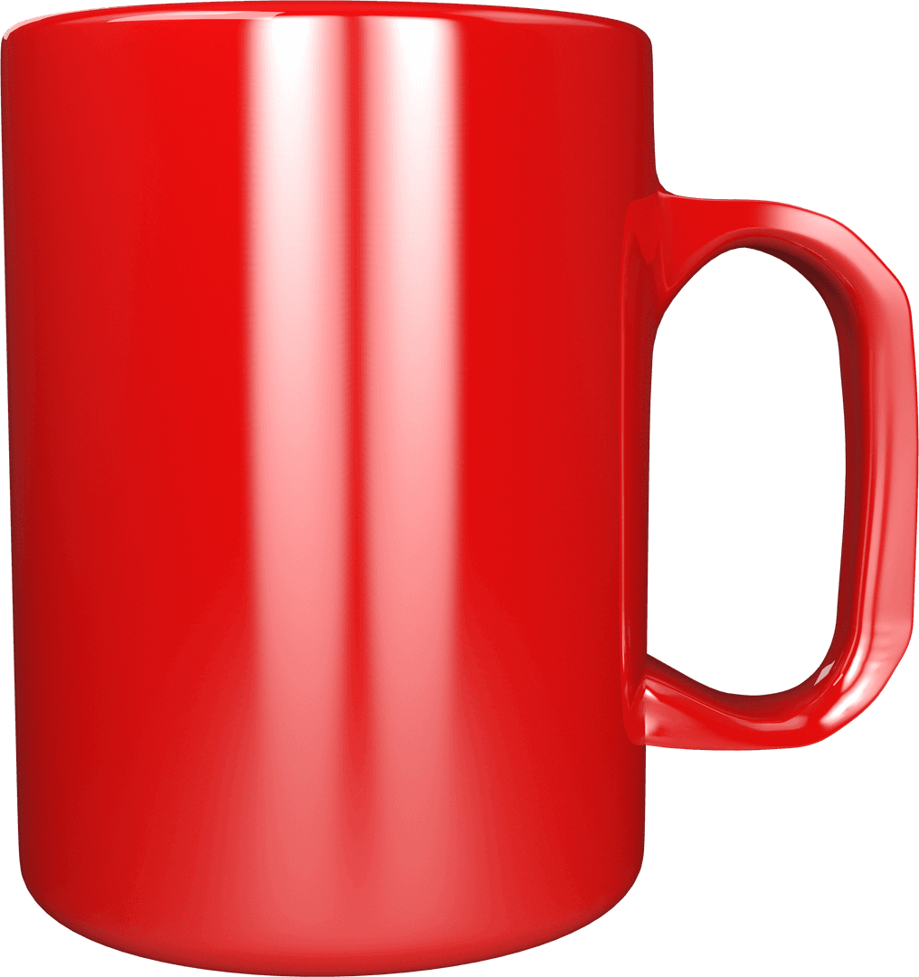 Simple Red Mug with Handle Isolated on Transparent Background
