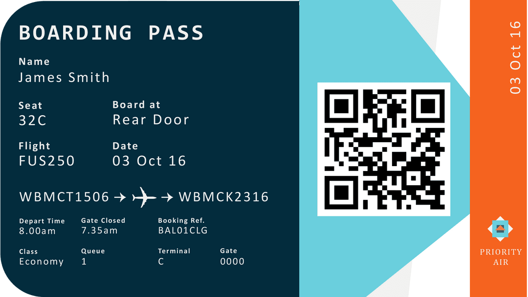 Digital Boarding Pass with QR Code on Transparent Background - Download Free Stock Images Pikwizard.com