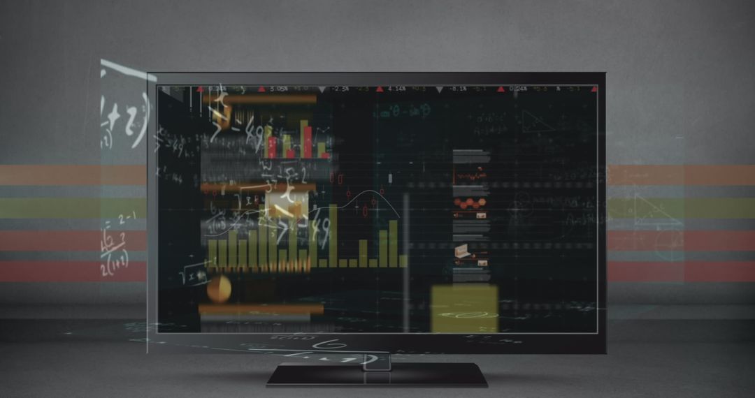 Futuristic Digital Data Processing on Large Monitor Screen