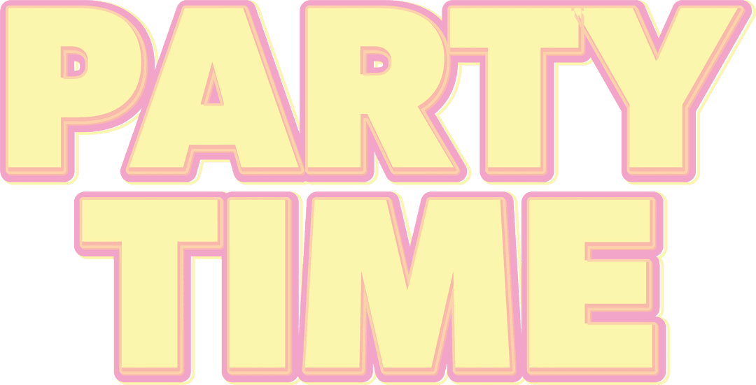 Party Time Neon Text on Transparent Background