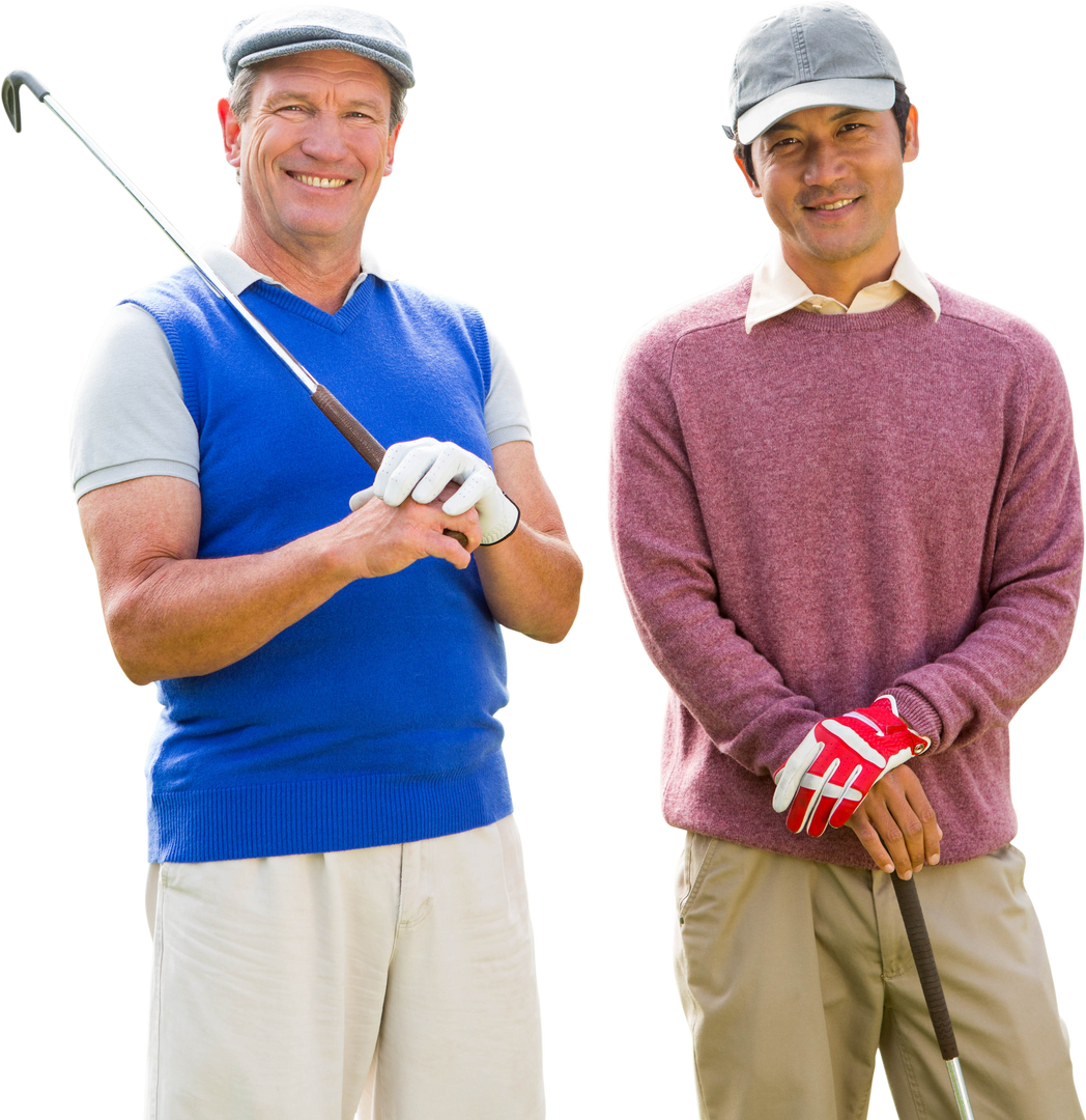 Happy Diverse Male Golf Players on Transparent Background, Isolated Picture - Download Free Stock Images Pikwizard.com