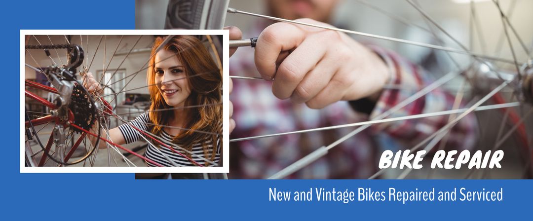 Skilled bicycle technician repairing bike wheels
