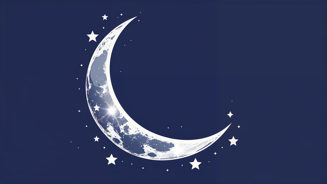 Glowing Crescent Moon on Dark Navy Background