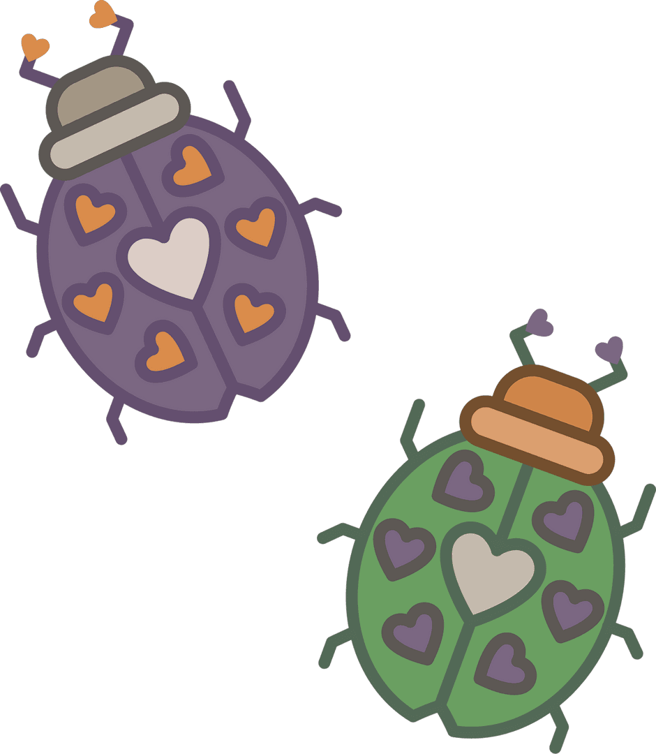 Cute Colourful Insect Bag Icons on Transparent Background