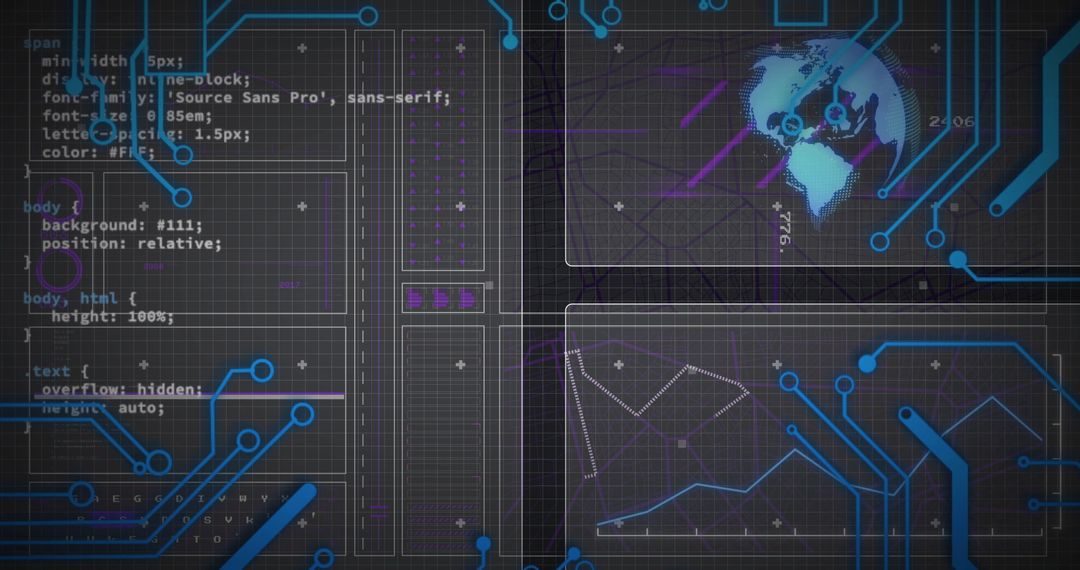 Futuristic Cybersecurity Data Interface with World Map