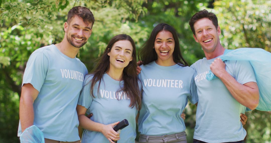 Diverse Group of Eco Volunteers Collecting Rubbish in Park