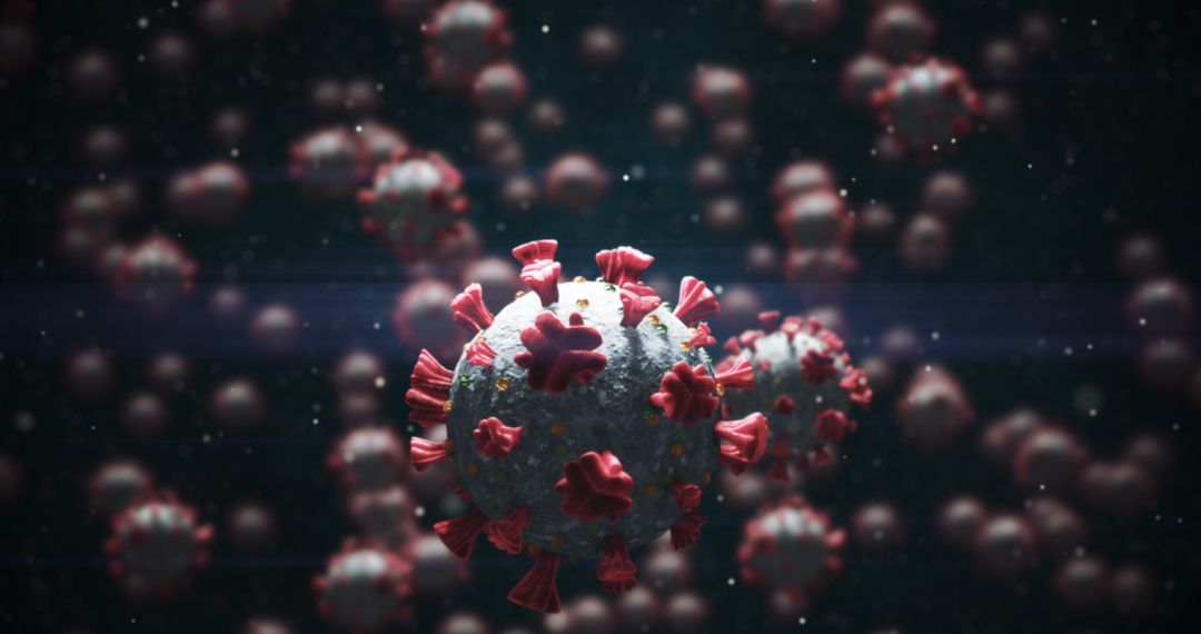 Macro View of Coronavirus Covid-19 Cell Floating