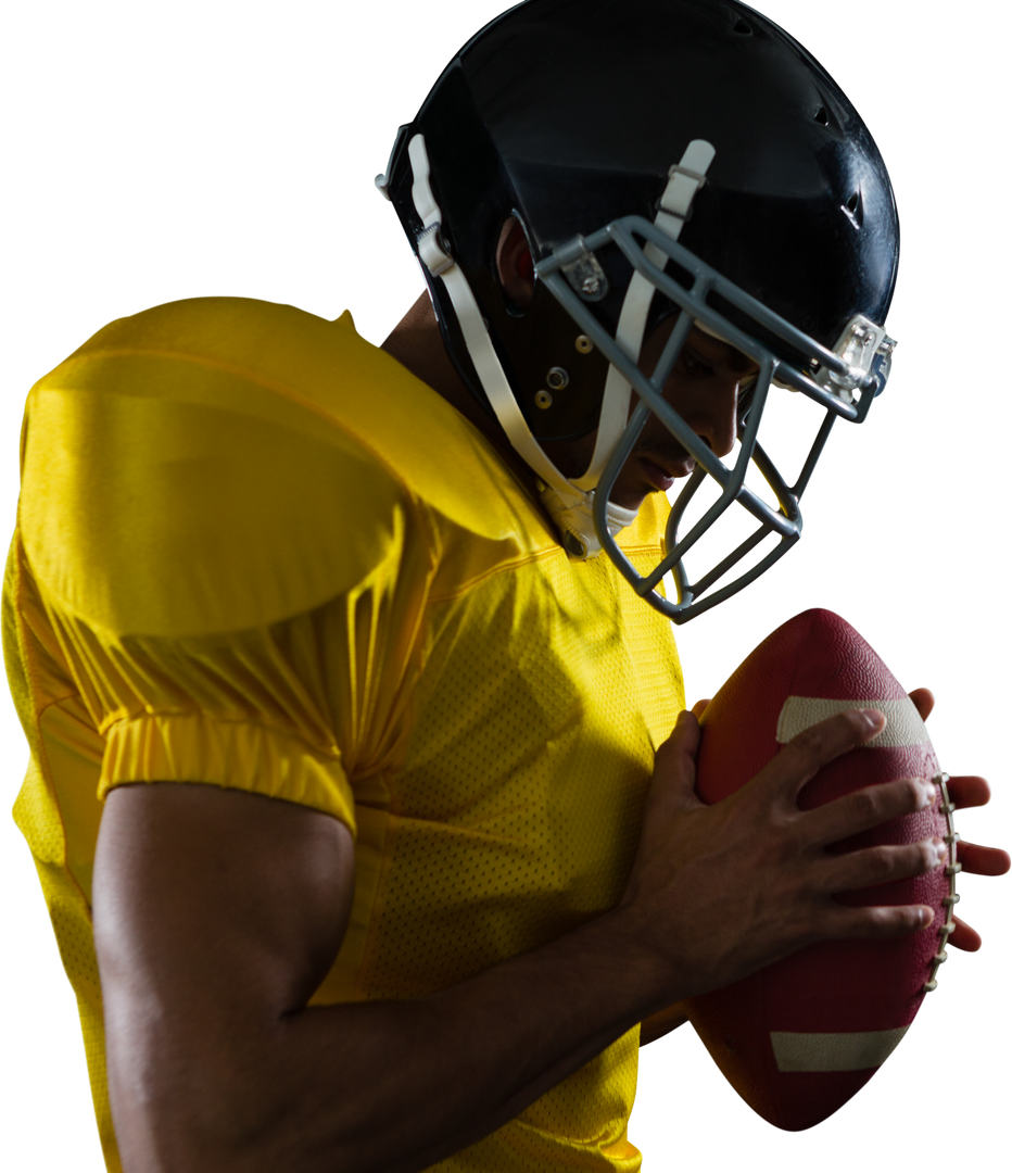 Transparent Football Player Holding Ball in Yellow Uniform - Download Free Stock Images Pikwizard.com