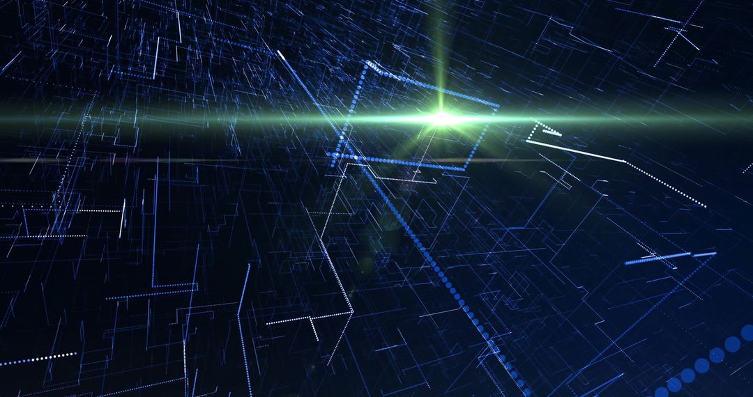 Abstract Digital Matrix with Glowing Lines and Lights