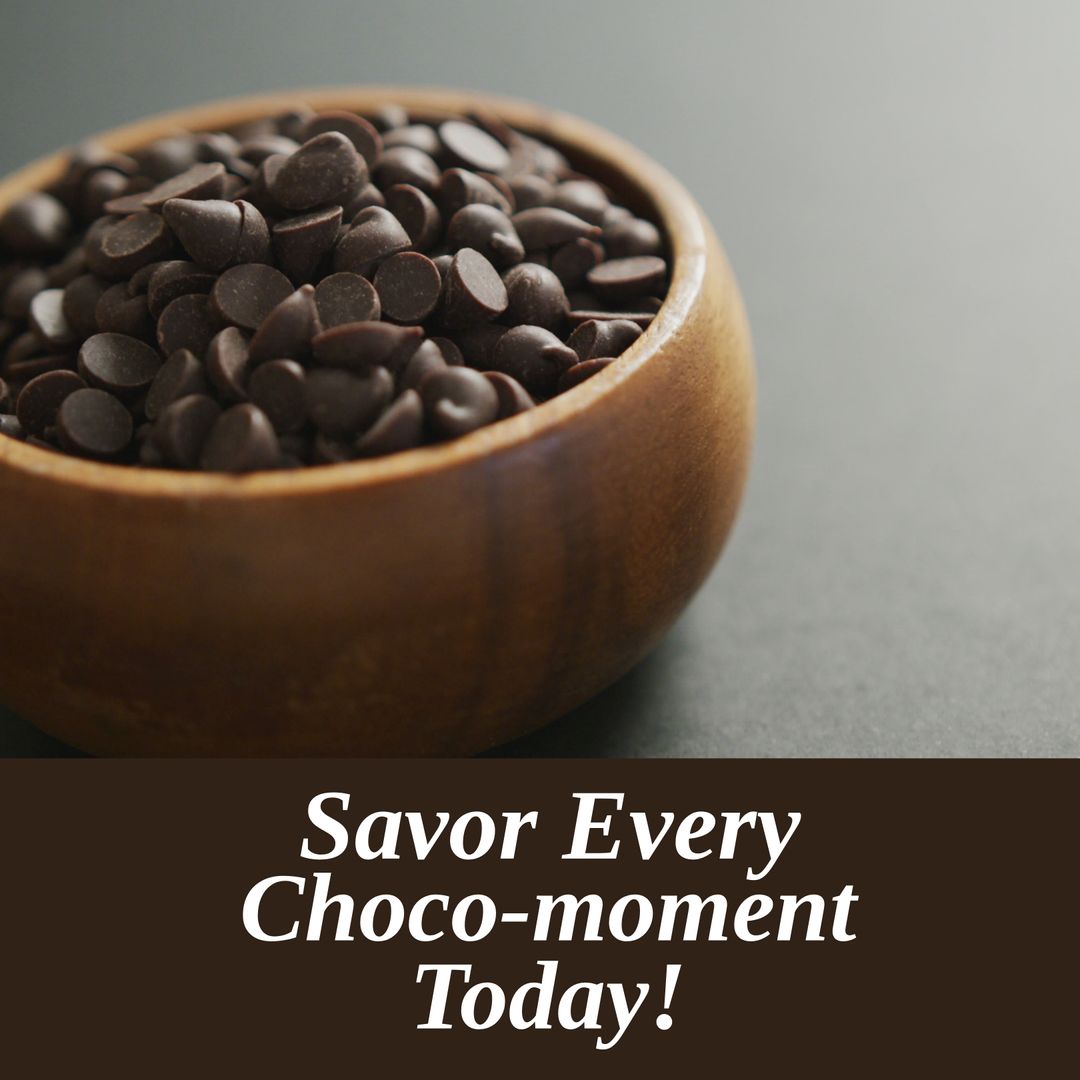 Delicious Chocolate Chips in Bowl with Motivational Text