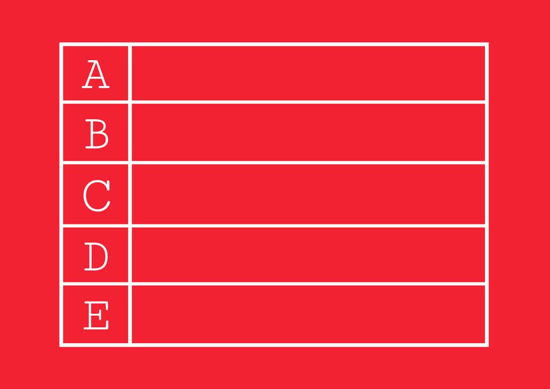 Alphabetical Template on Red Background for Learning Activities