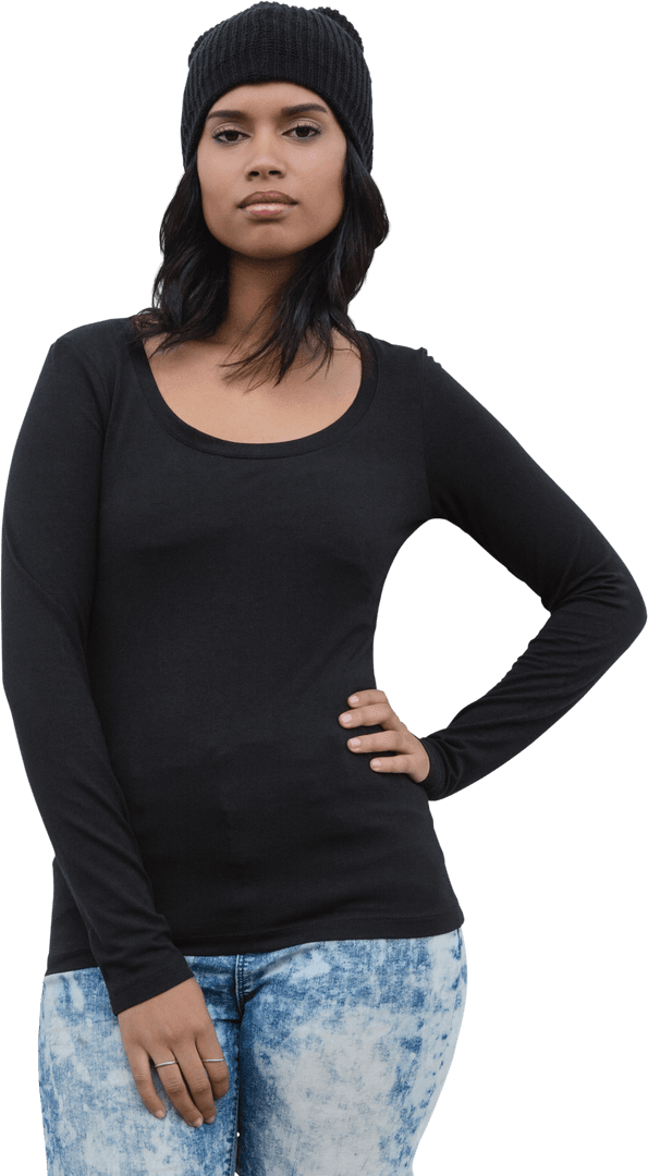 Confident Young Woman in Black Top Supporting Underrepresented Groups