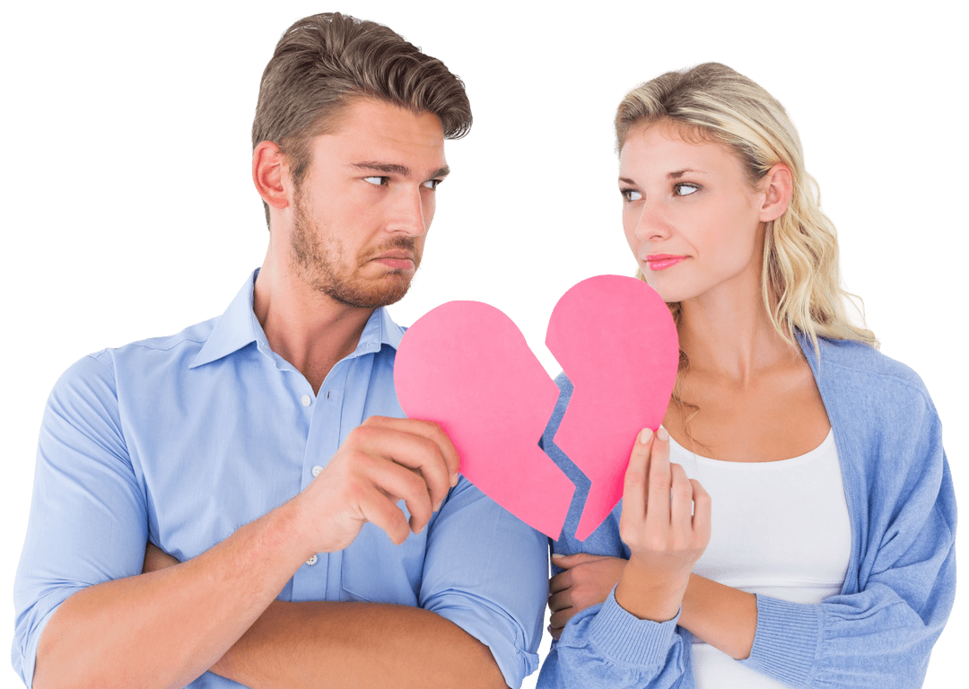 Transparent Couple Displays Broken Heart Sign of Relationship Stress