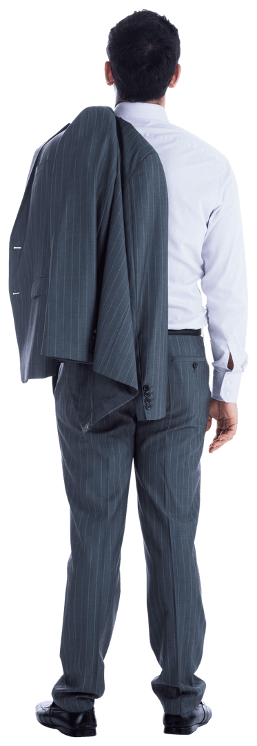 Businessman Standing from Behind on Transparent Background, Professional Attire