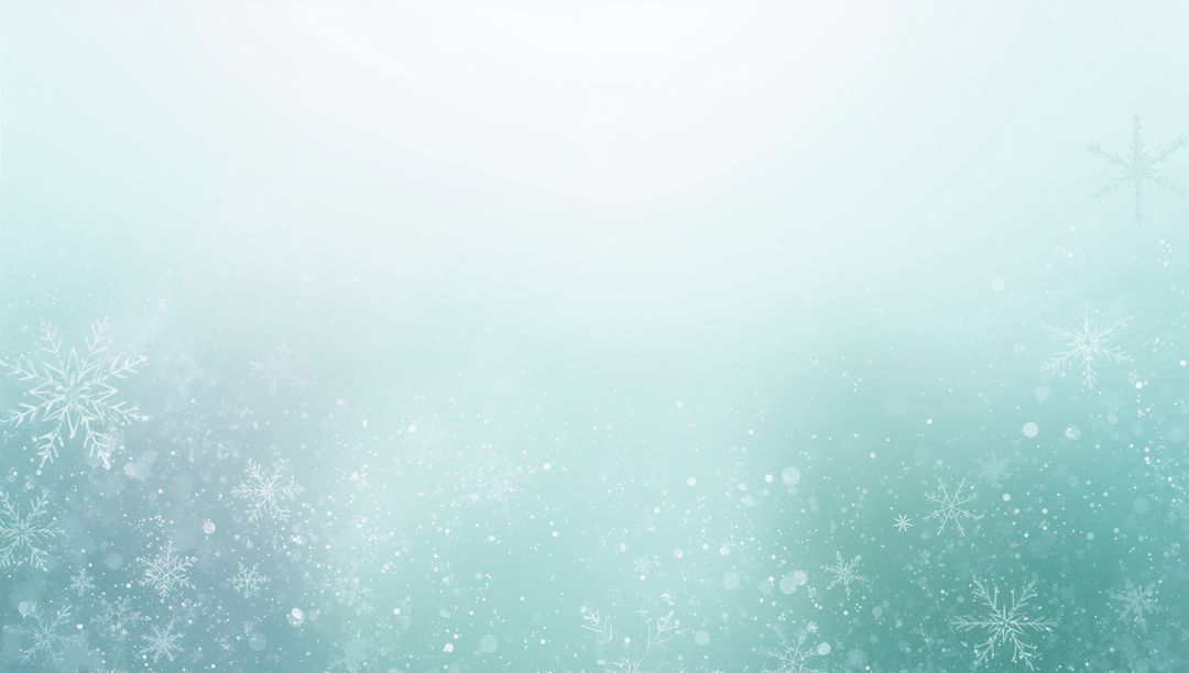 Teal winter gradient featuring delicate snowflakes, soft bokeh and glitter for holiday cards