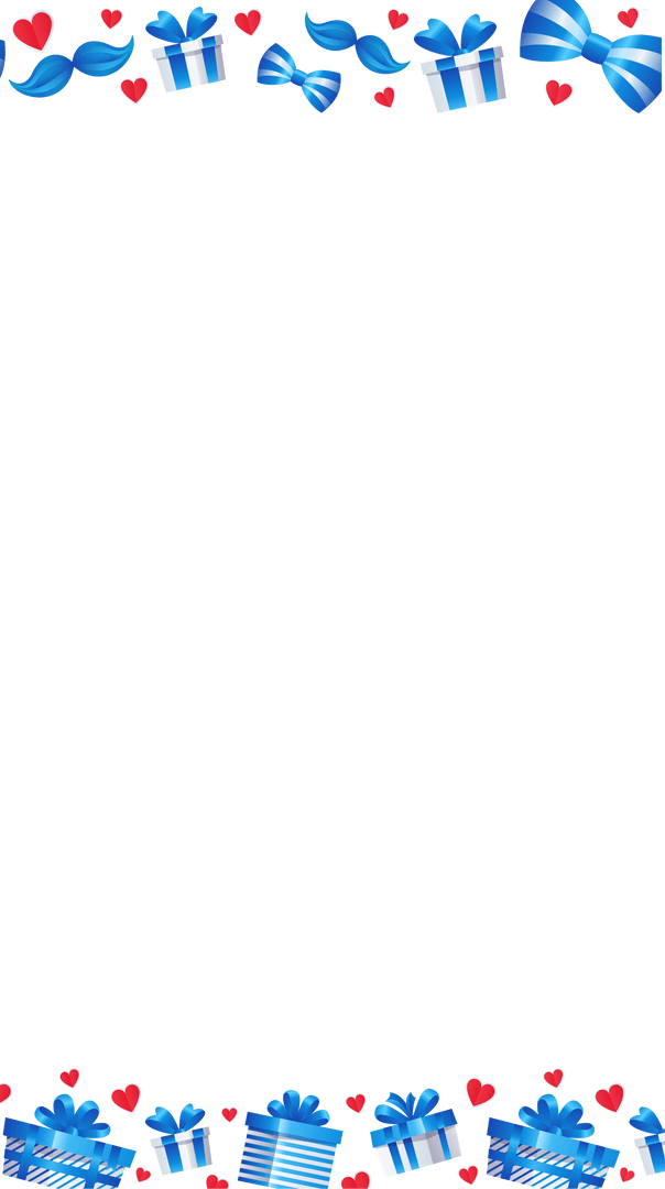 Transparent Frame with Blue Gift Boxes and Red Hearts Border Design