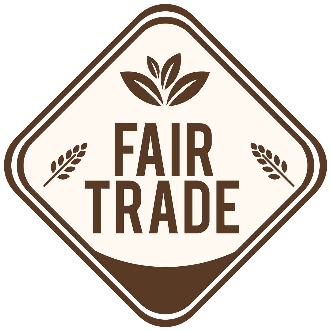 Fair Trade Symbol with Wheat and Leaf Elements on Transparent Background