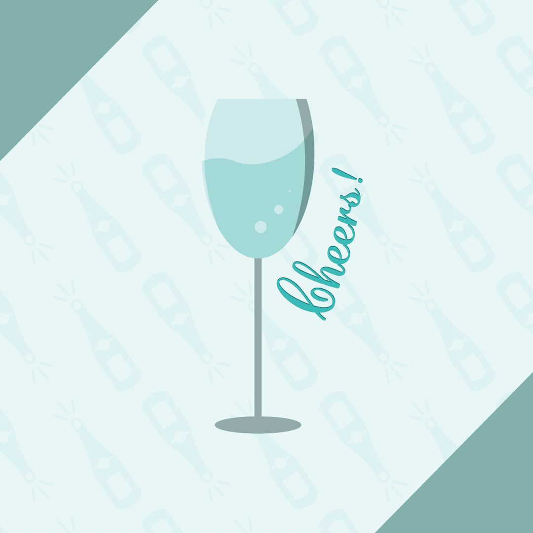 Transparent Cheers Graphic with Wine Glass on Blue