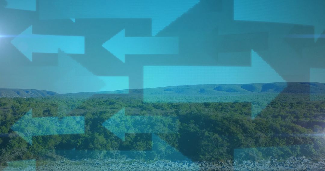 Digital Arrows and Hill Landscape Efficient Navigation Concept