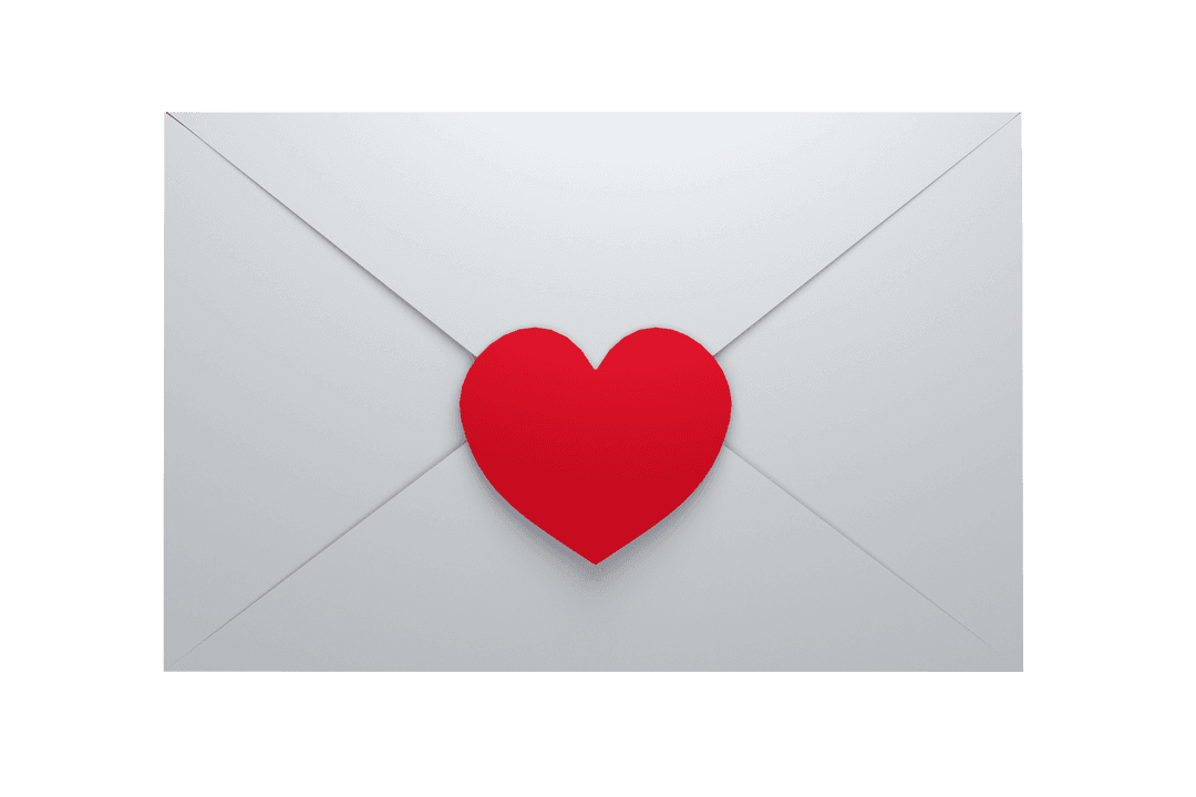Elegant Love Letter with Red Heart on Transparent Background