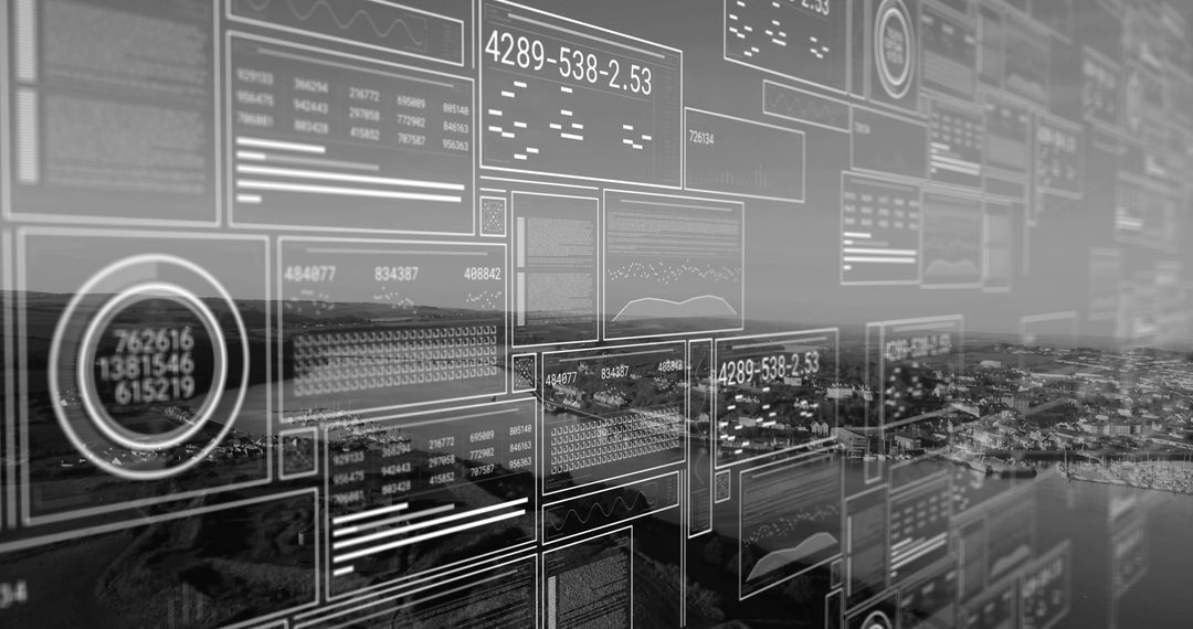 Virtual Data Analysis Interface Over City Landscape